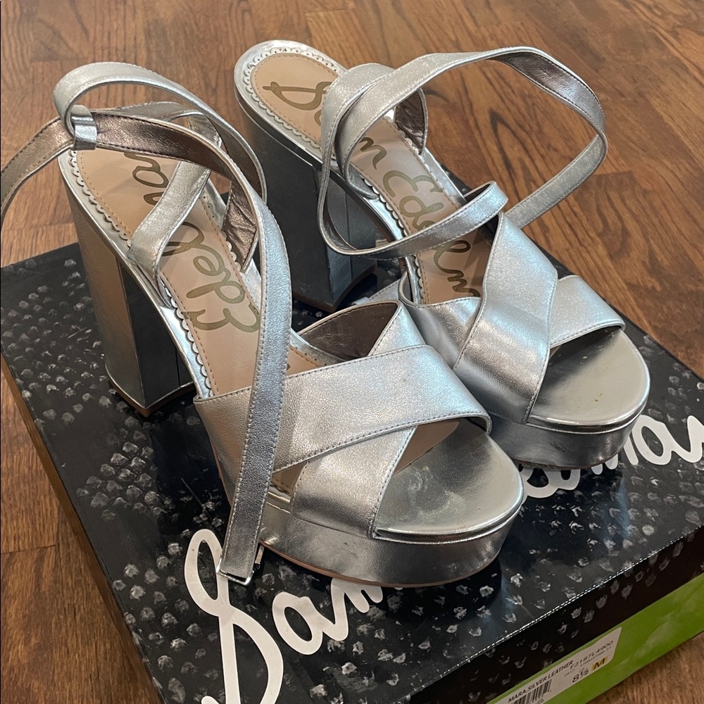 Sam Edelman Silver Platform Heels - Picture 2 of 6